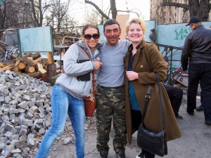 Zahor, the Chechnyan fighter, with me and my guide, Katya.