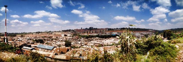 Panoramic shot of the Kibera slums.
