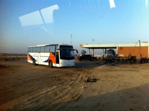 Mohammed's tour bus, who came to rescue us and siphon petrol into our empty tank!