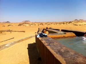 We stopped here at a local hot springs for a shower while camping in the desert!